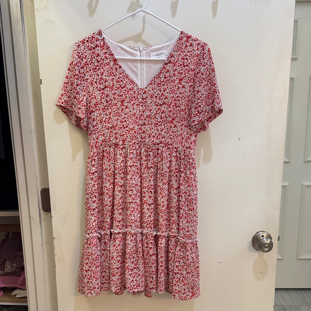 Pink Lily Red Floral Mini Dress